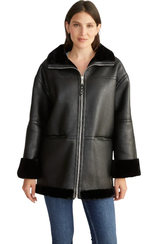 Daily Deals Rebecca Minkkoff Women's Vegan Shearling Car Coat