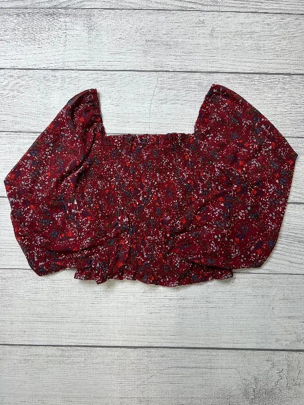 Flash Sale Red Top Long Sleeve Japna, Size L