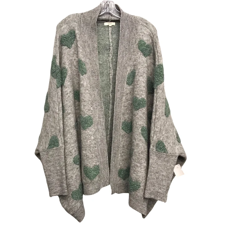 Limited Edition Sweater Cardigan By Easel In Green & Grey, Size:M