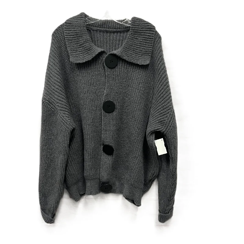Shop and Save Sweater Cardigan Grey, Size: 4x