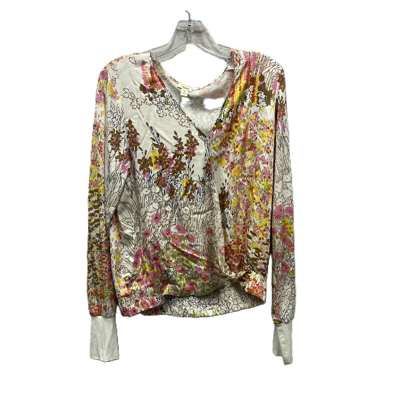 Bargain Bin Top Long Sleeve By Tiny In White & Yellow, Size: L