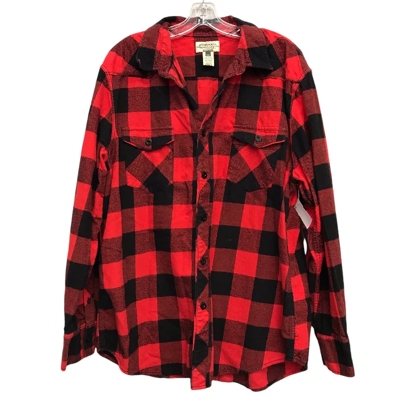 Weekend Deal Top Ls By America Rag In Black & Red, Size:1X
