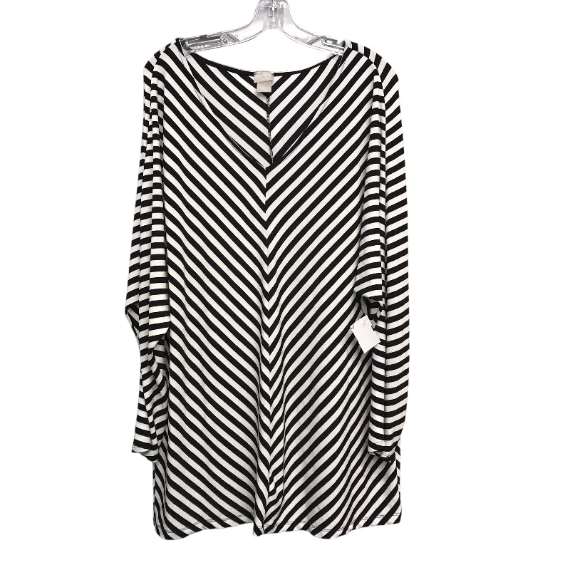 Price Break Top Ls By Chicos In Striped Pattern, Size:2X