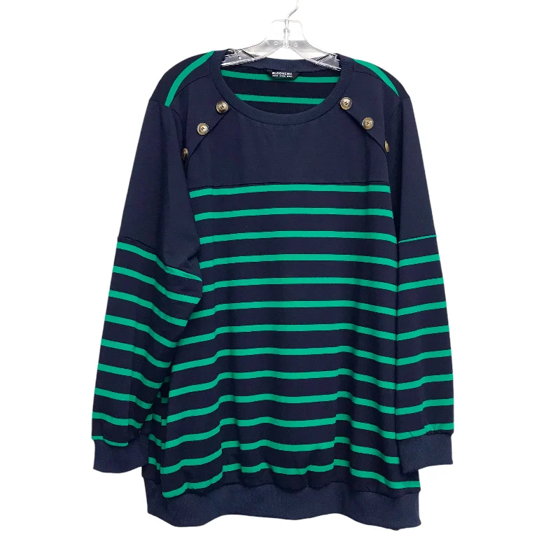 Deal of the Day Top Ls By Bloomchic In Striped Pattern, Size:3X