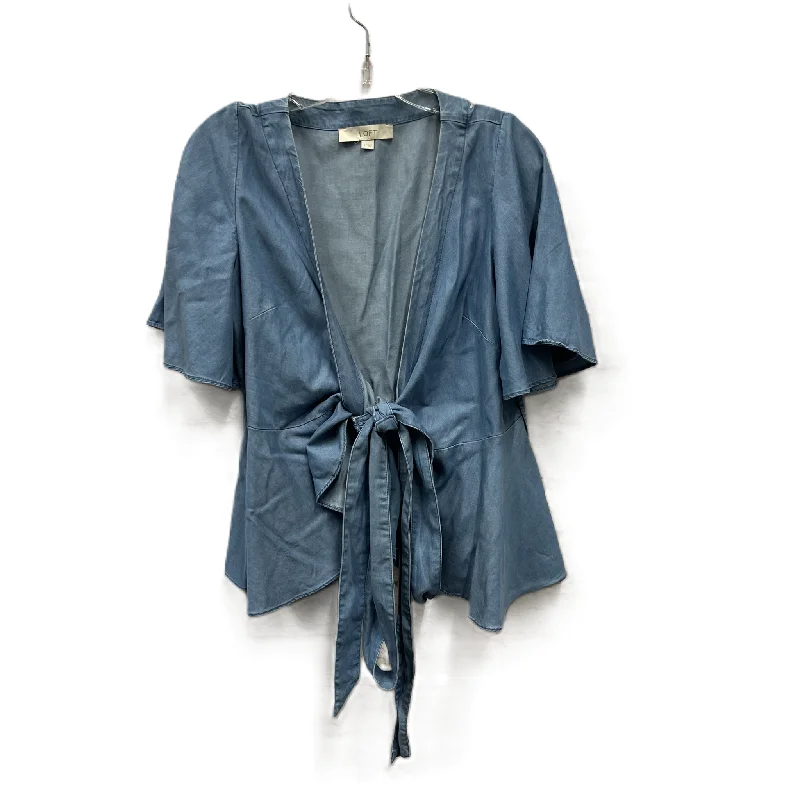 Big Discounts Top Short Sleeve By Loft In Blue Denim, Size: S