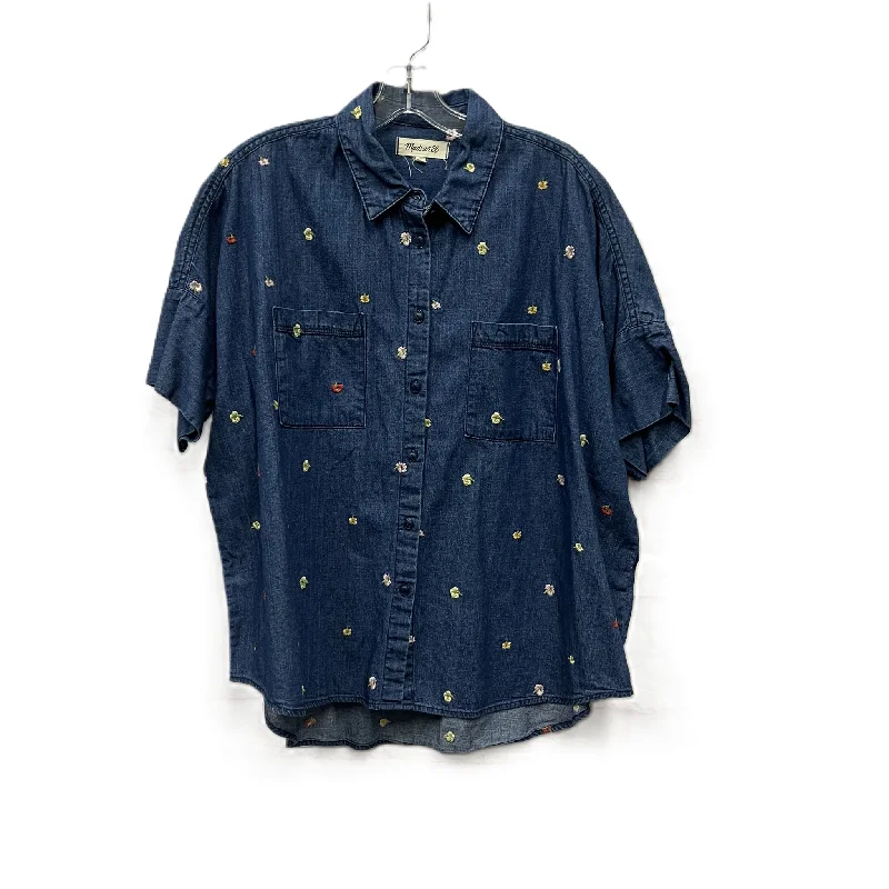 Discount Extravaganza Top Short Sleeve By Madewell In Blue, Size: L