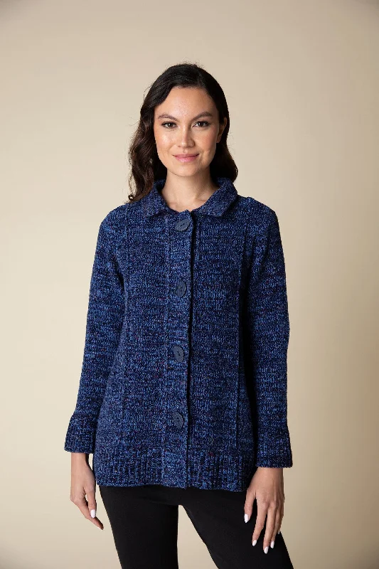 Tweedy Chenille Swing Cardigan