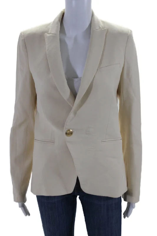 Limited Availability Veronica Beard Womens Double Breasted Pointed Lapel Blazer Jacket White