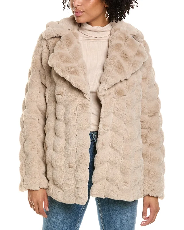 Quick Sale Via Spiga Grooved Faux Fur Down Coat