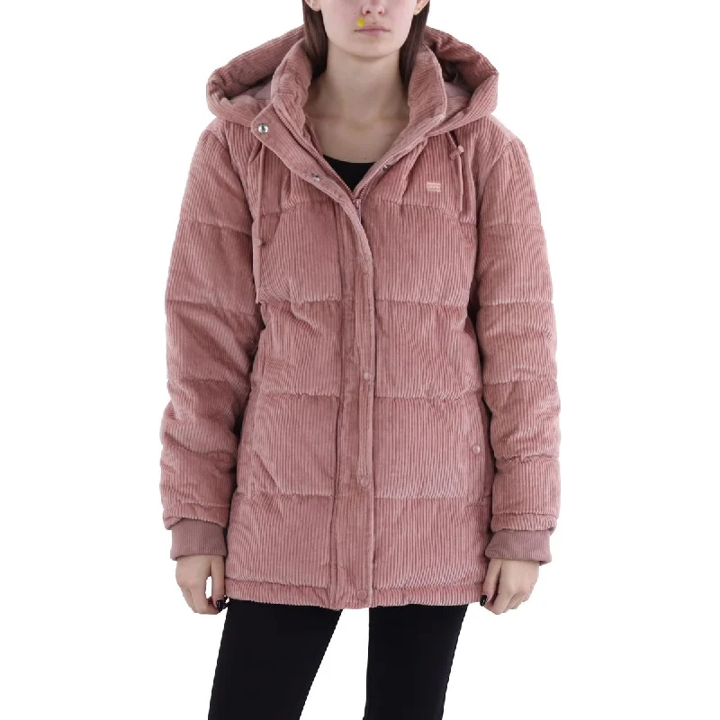 Markdowns Womens Corduroy Hooded Puffer Jacket