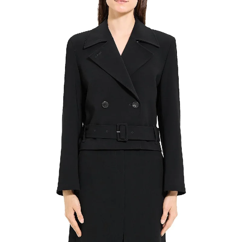 Clearance Items Womens Cropped Double Button Trench Coat