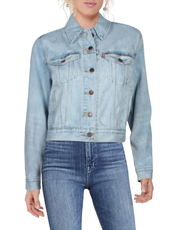 Deep Discounts Womens Denim Lightweight Trucker Jacket