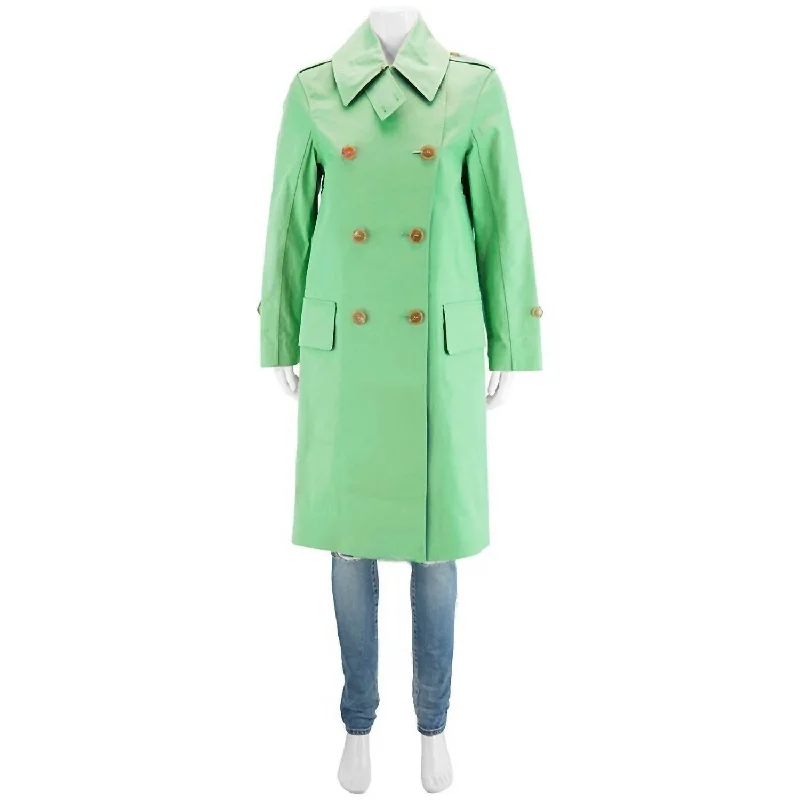Savings Spectacular Women's Double Breasted Trench Coat In Bright Pigment Green