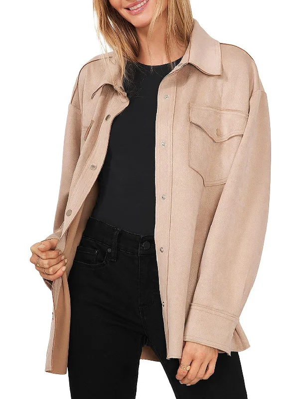 Unmissable Offer Womens Faux Suede Collared Shirt Jacket