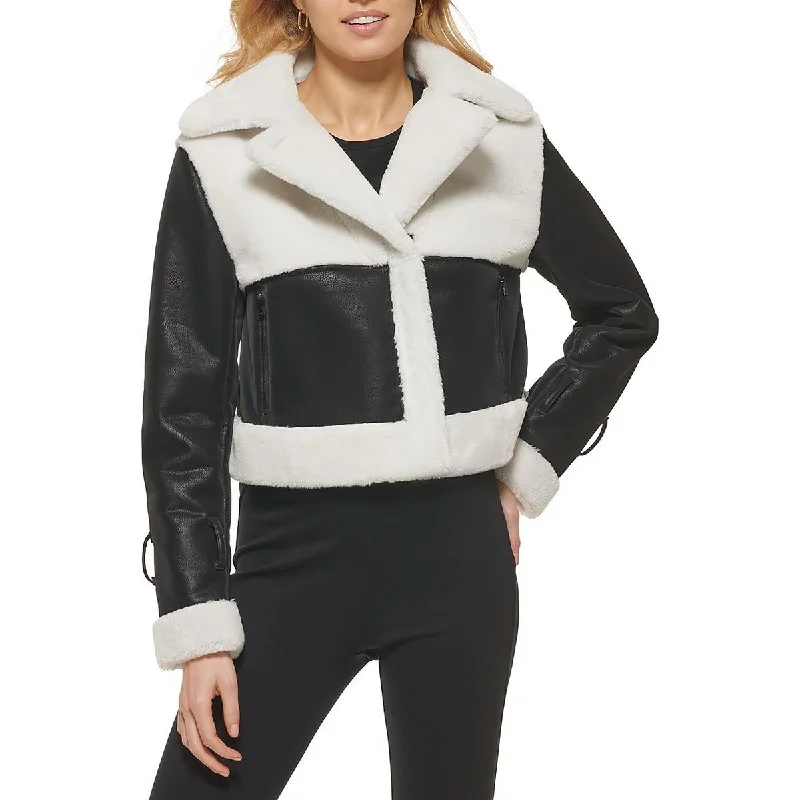 Deep Discounts Womens Faux Suede Sherpa Bomber Jacket
