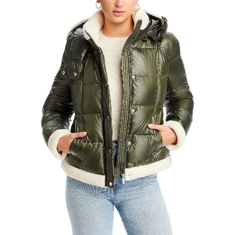 Holiday Sale Womens Insulated Faux Fur Trim Puffer Jacket