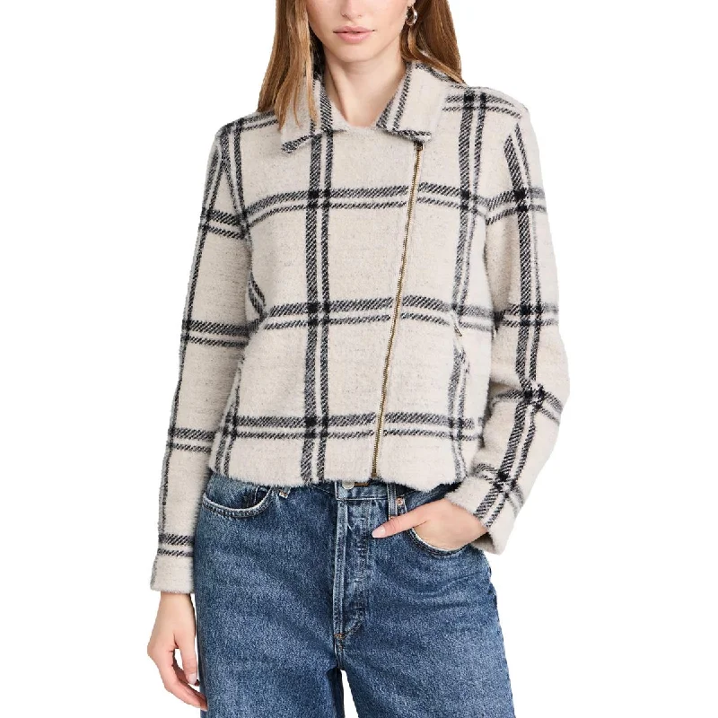 Savings Galore Womens Plaid Asymmetrical Shirt Jacket