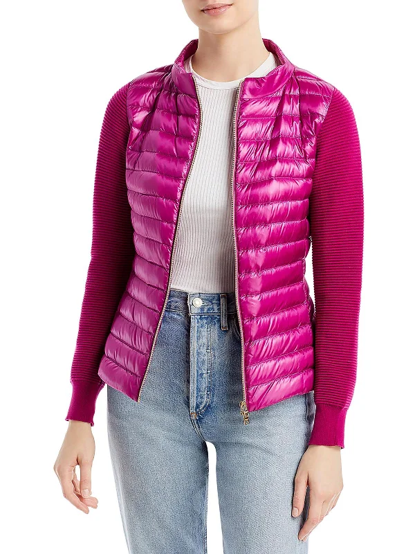 Buy Now Womens Quilted Mixed Media Puffer Jacket