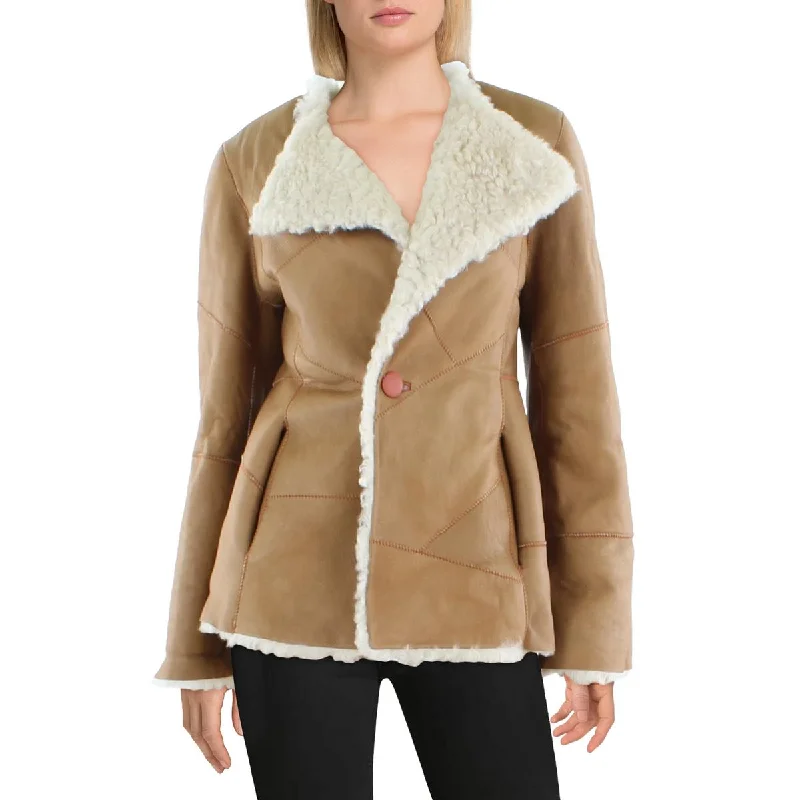 Shop and Save Womens Shearling Reversible Leather Jacket