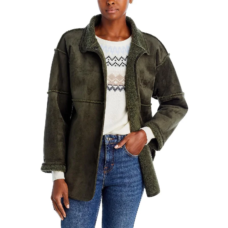 Now or Never Womens Shearling Reversible Overcoat