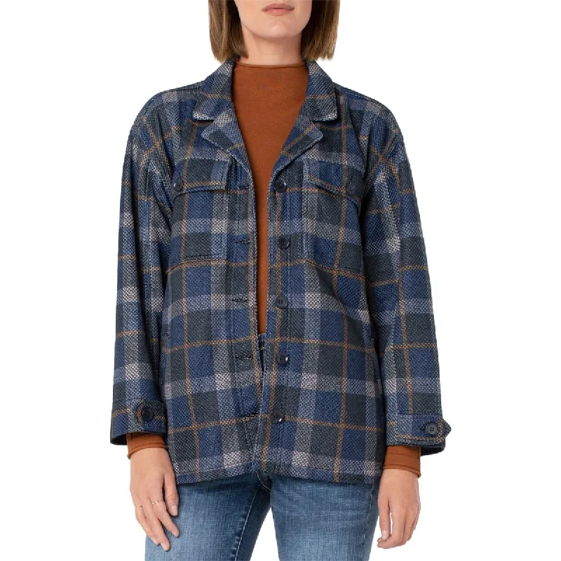 Hurry In Womens Tartan Plaid Boxy Shirt Jacket