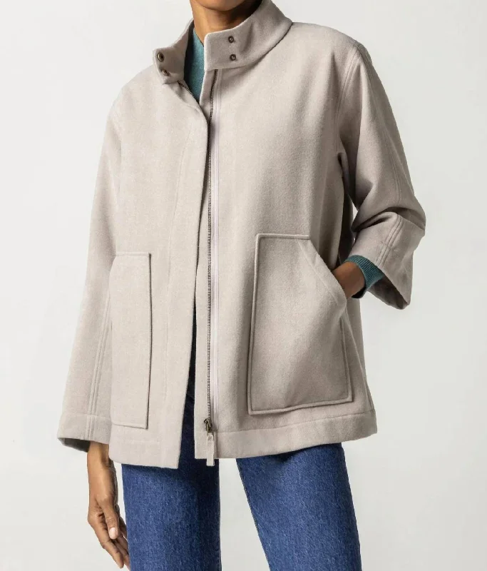 Limited Stock Zip Front Jacket W/ Pockets In Stucco