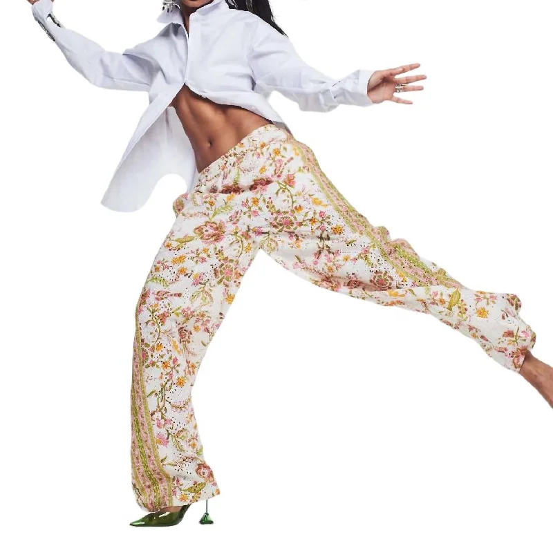 Daily Specials Aira Schiffly Cotton Pants In Off White