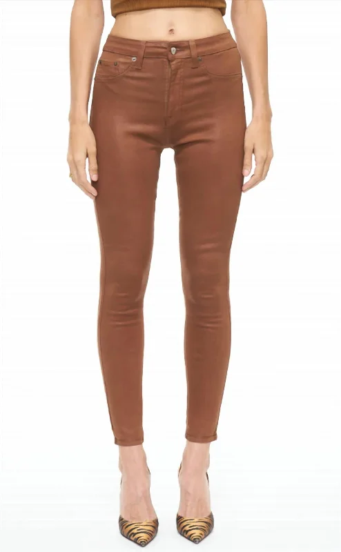 Inventory Reduction Aline High Rise Skinny Jeans In Coated Cognac