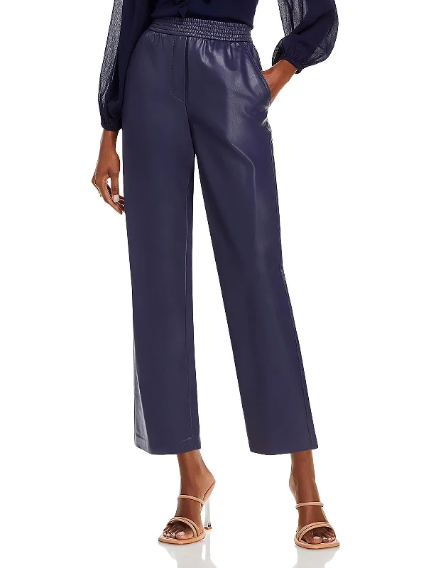 Special Offer Ariella Womens Faux Leather Crop Ankle Pants