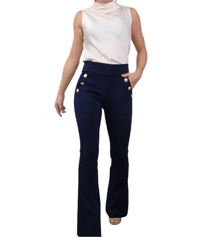 Weekend Special Button Ponte Pants In Navy
