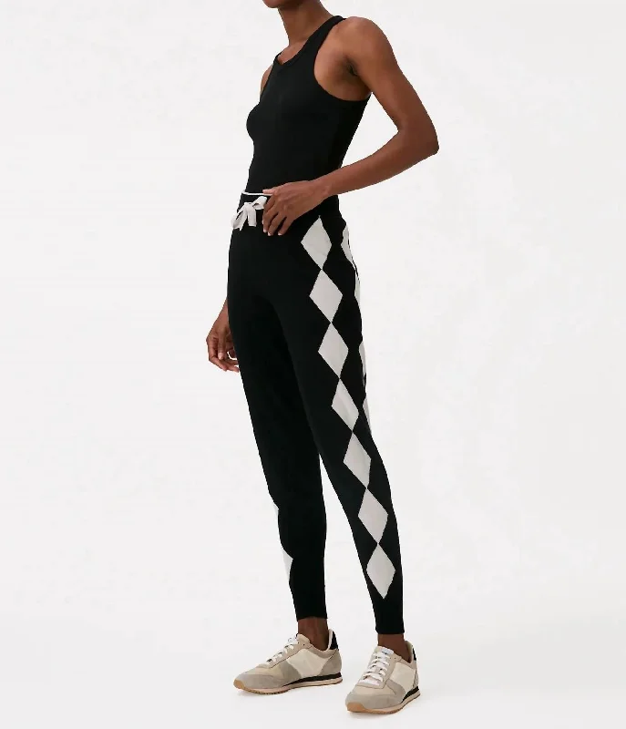 Now or Never Cotton And Silk Diamond Jogger Pant In Black