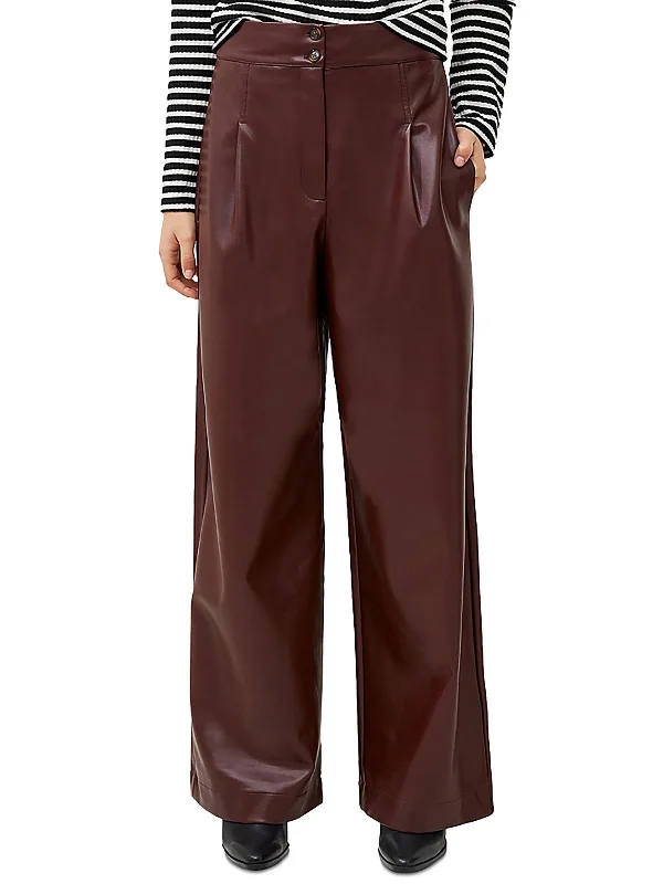 Best Seller Crolenda Womens Faux Leather Pockets Wide Leg Pants