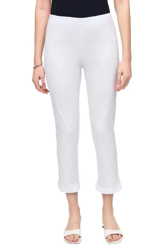 Early Bird Discount Crop Pants With Ruffles In White