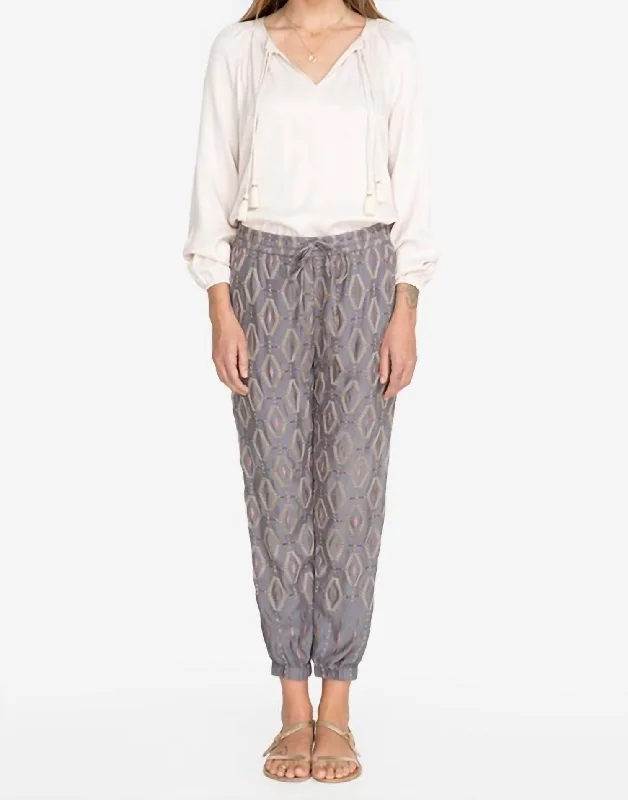 Exclusive Deal Diamond All Over Embroidered Pant In Dusty Mountain