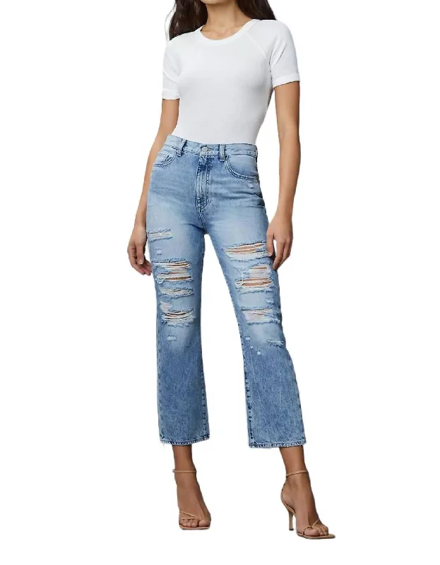 Act Fast Emilie Straight Ultra High Rise Jean In Super Light Shredded
