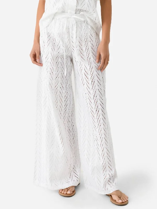 Savings Event Eyelet Pants In White