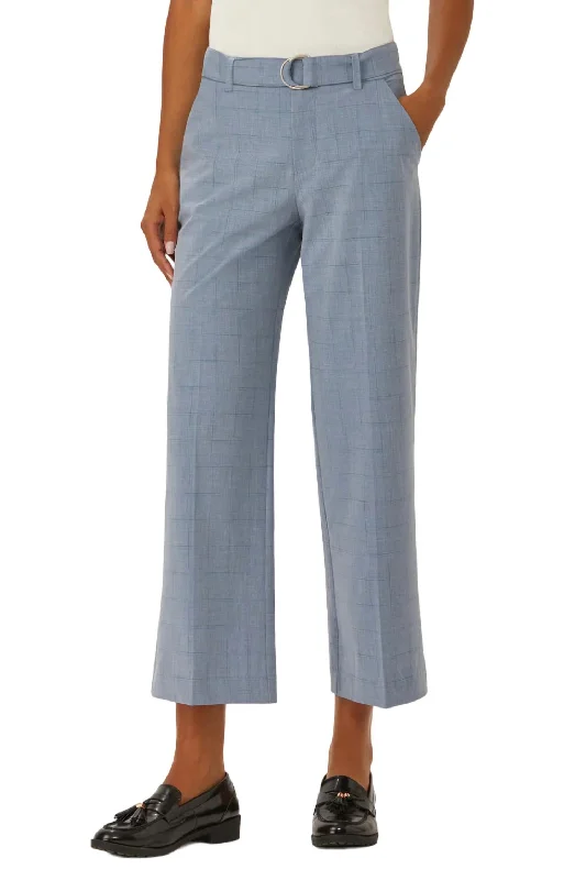 Markdowns Franklin Wide Leg Cropped Pant In Blue Broken Plaid