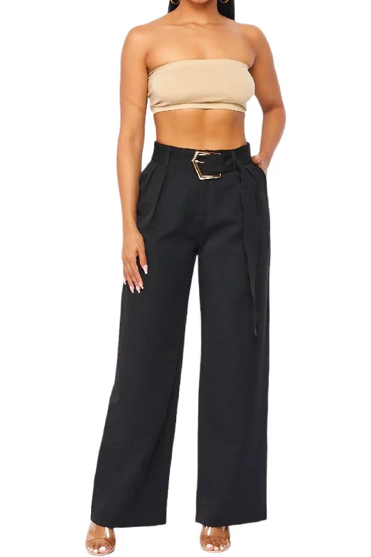 The Best Prices Gold Belted Black Trouser