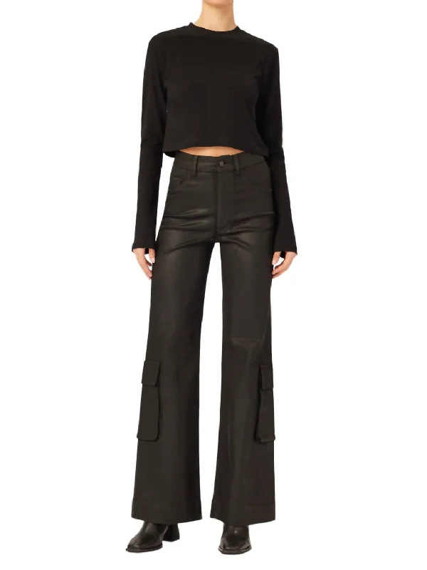 Unbeatable Prices Hepburn Wide Leg High Rise Jean In Black Coated Cargo