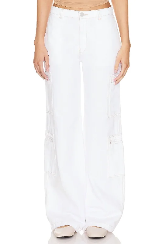 Special Discount High Rise Welt Pocket Cargo Jean In White