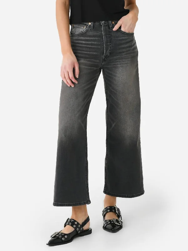 Price Smash High Rise Wide Leg Crop Jean In Nero