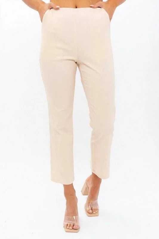 While Supplies Last High Waisted Crop Pant In Cream
