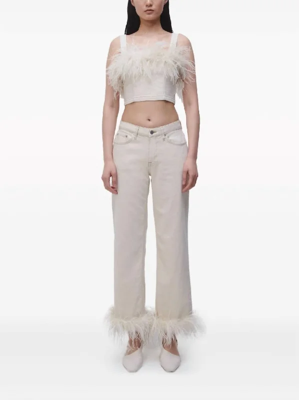 New Deals Jude Denim Pant With Feather Hem In Ivory
