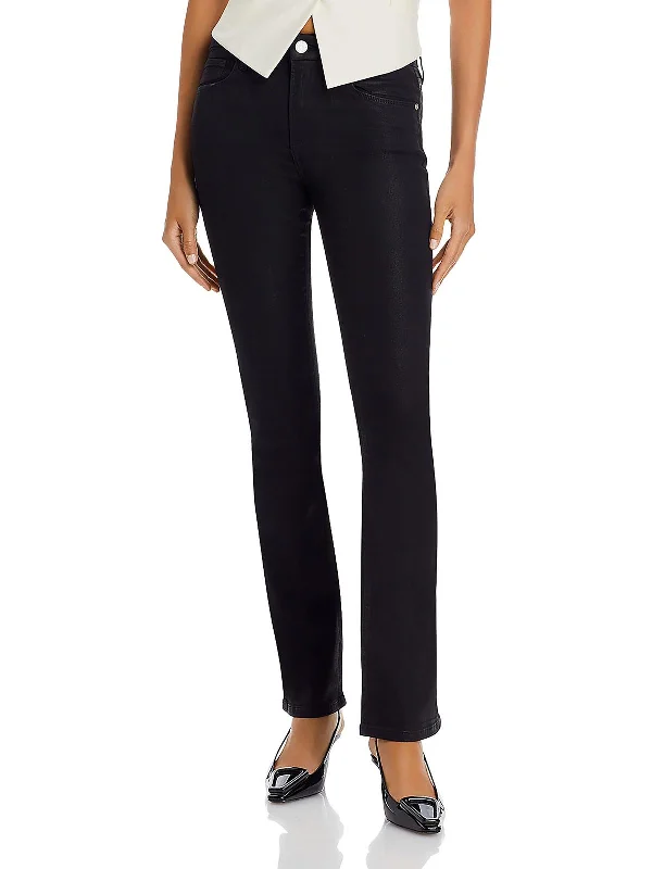 Stock Up and Save Le Mini Womens Coated Denim Bootcut Jeans
