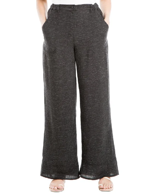 While Supplies Last Max Studio Wide Leg Linen-Blend Pant