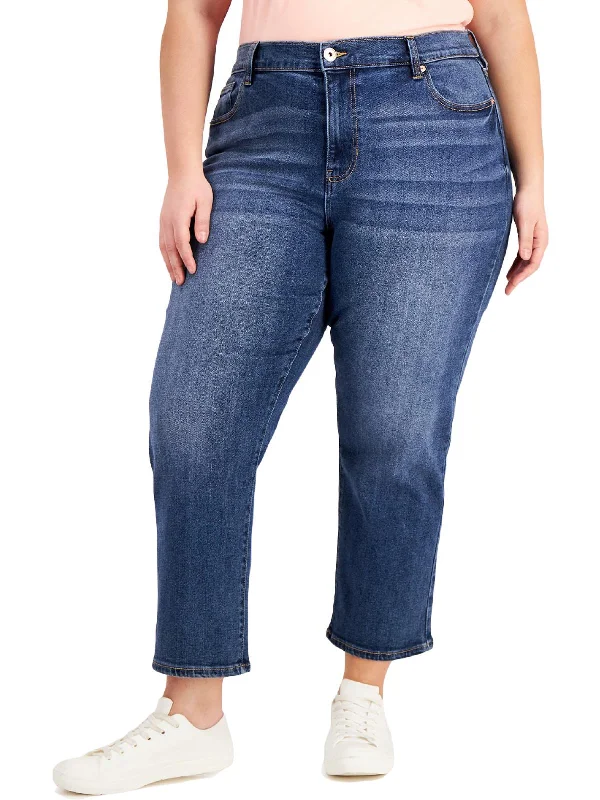 Midnight Madness Plus The Retro Womens High Rise Straight Fit Relaxed Jeans