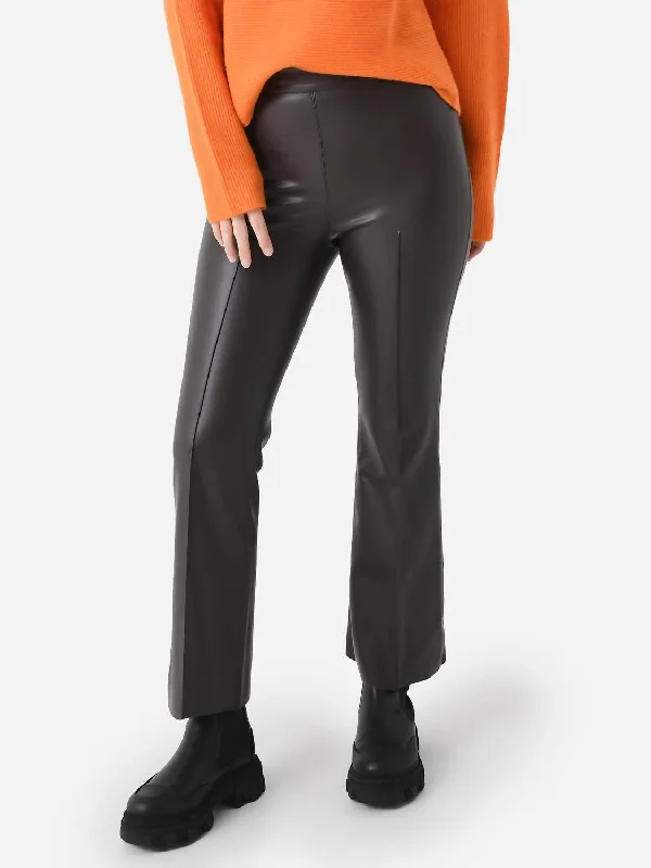 Closeout Sale Porterfield Vegan Leather Crop Flare Pant In Espresso