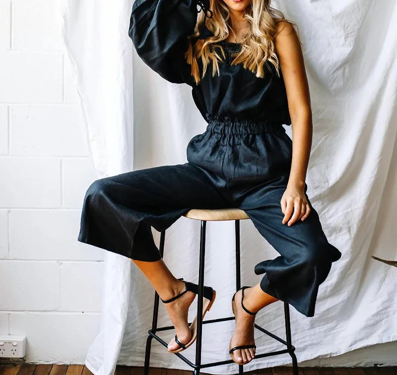 Warehouse Sale Puglia Linen Pant In Black