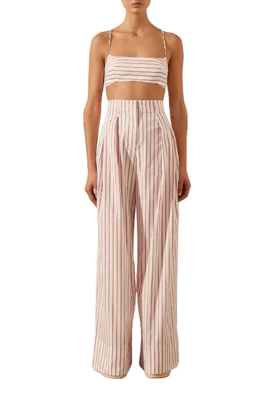 Epic Deals Ribiero High Waisted Relaxed Pants In Ivory/roma Red