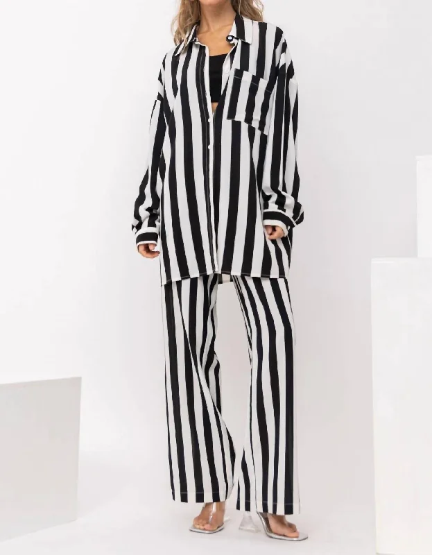 Inventory Reduction Striped Pant In Black And White